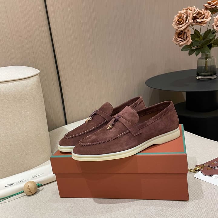 Loro Piana Summer Charms Walk Moccasin Loafers in Bright Orange Leather