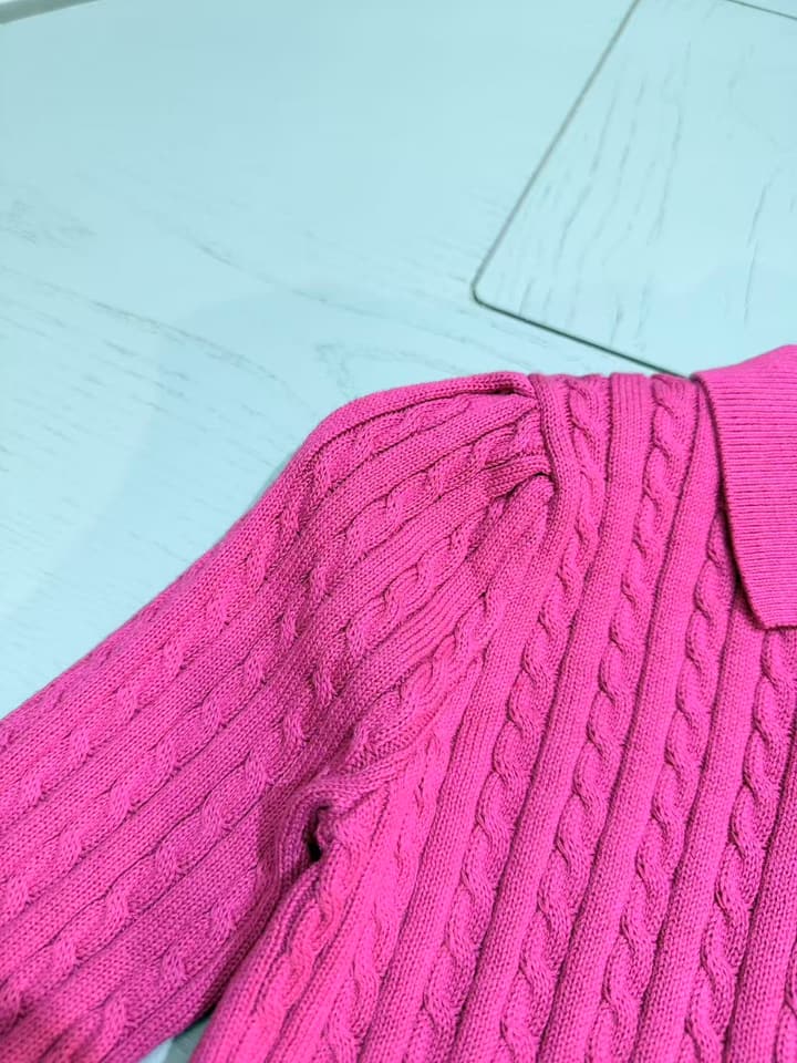Ralph Lauren Girls' Knit Cardigan and Skirt Set – 2025SS in Fuchsia Pink Set