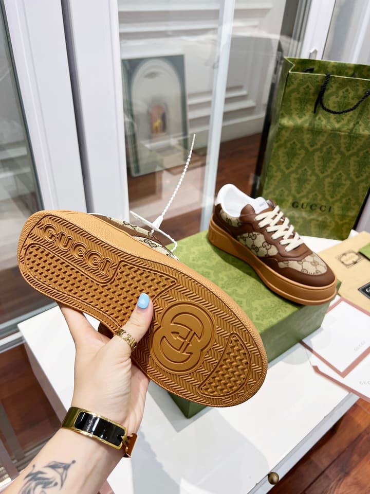 Gucci Chunky B Series Platform Sneakers in Brown Monogram Chunky Sneaker