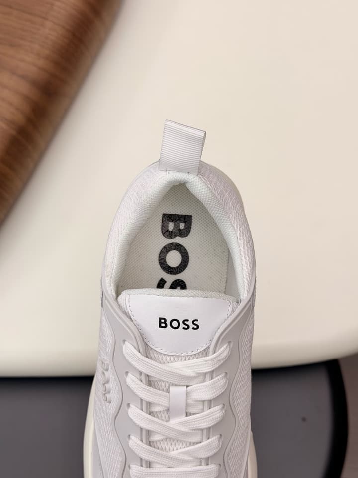 Boss Men's Knit and Leather Sneakers