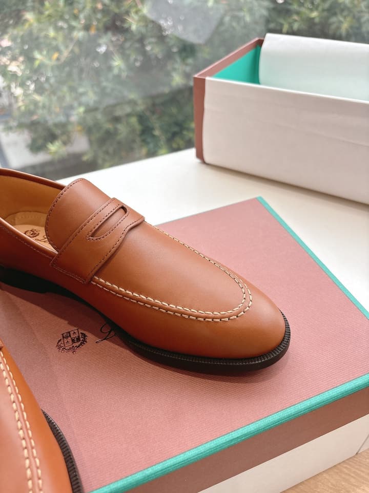 Loro Piana Classic Loafers in Burgundy Leather