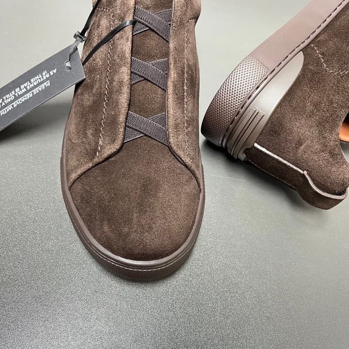 Zegna Triple Stitch Suede Low-Top Sneakers