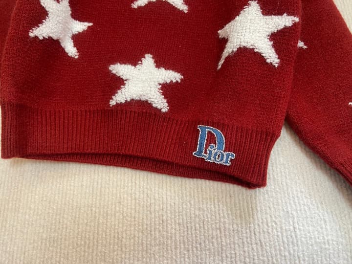 Dior Kids Star Knit Sweater – Kids Collection in Burgundy With White Stars