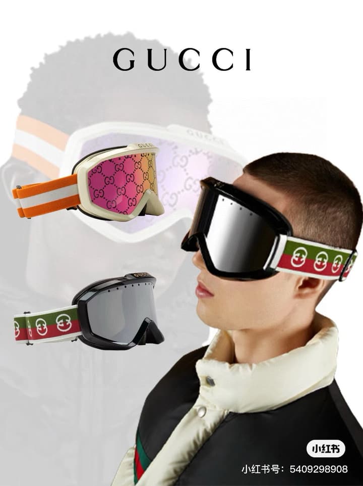 Gucci Ski Goggles in Black Frame, Silver Lens