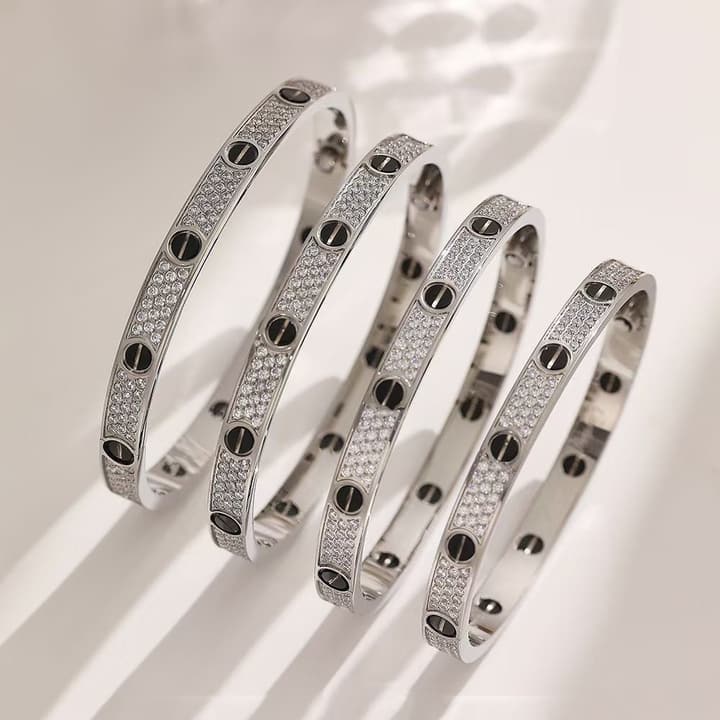Cartier LOVE Pave Bracelet in Rose Gold Tone Bracelet