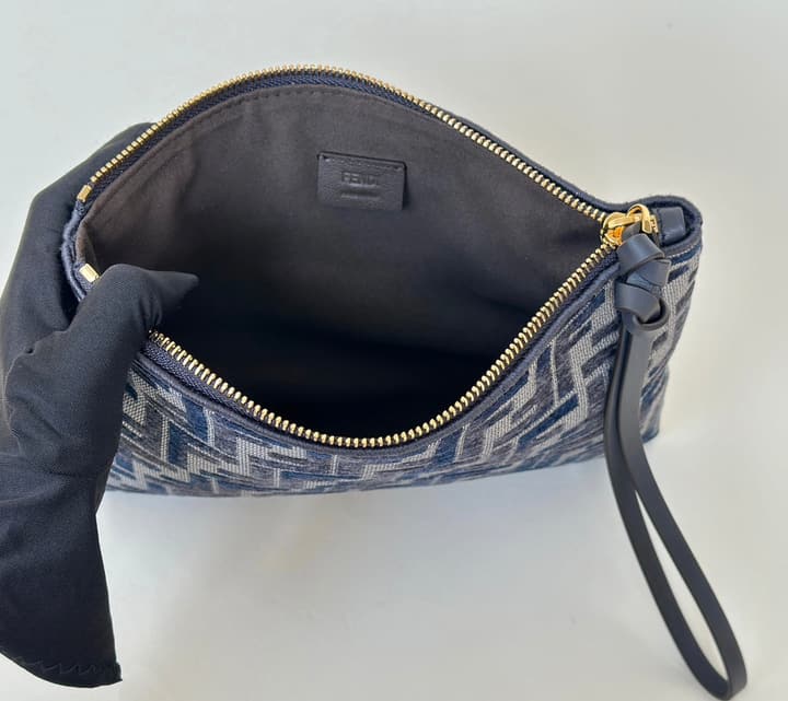 Fendi Gradient Double F Logo Calfskin Clutch Bag