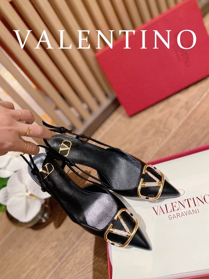 Valentino VLogo Signature Rhinestone Low-Heel Pumps – 2022 Collection in Nude Beige