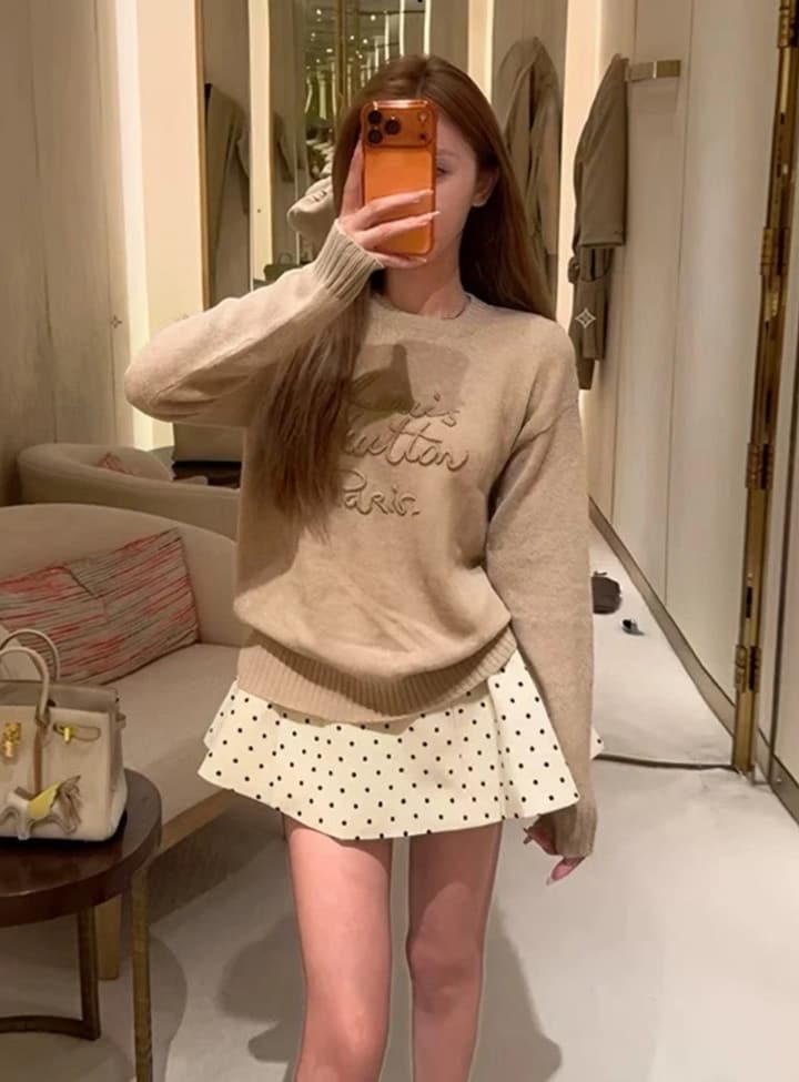 Louis Vuitton Embroidered Knit Sweater in Khaki