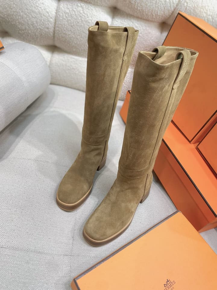 Hermès Horse H Knee-High Equestrian Boots in Black Leather