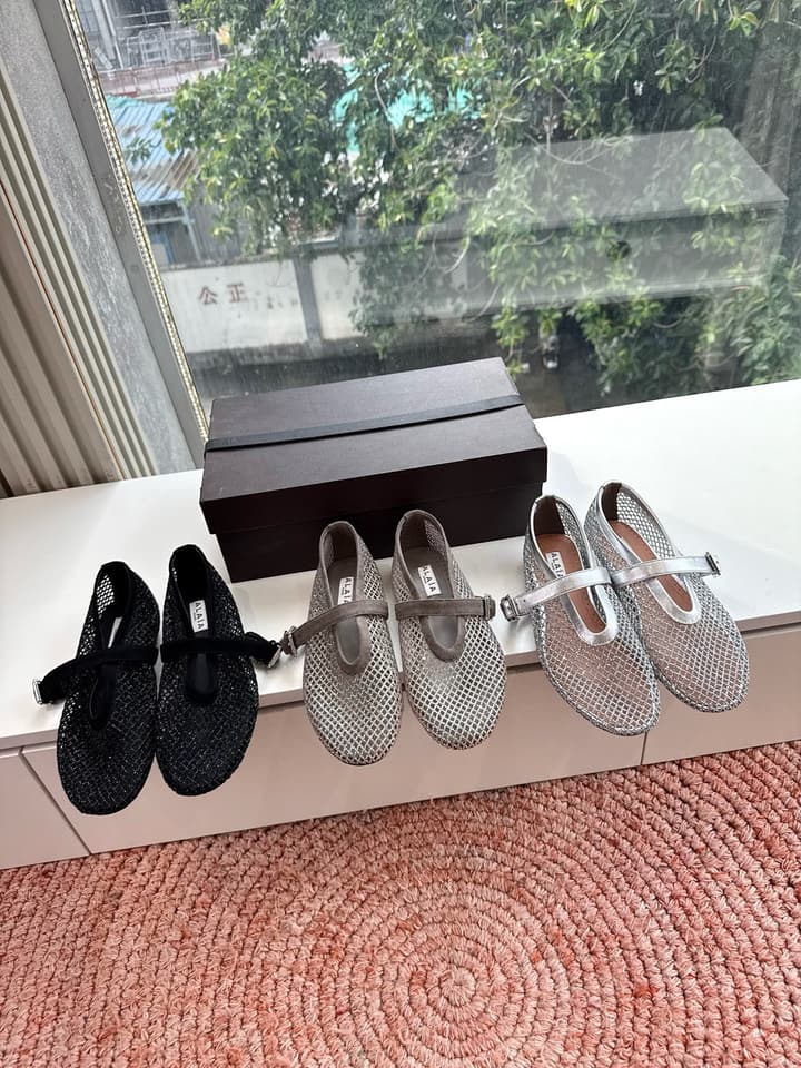 Alaïa Hidden Heel Fishnet Mules – 2026SS in Silver