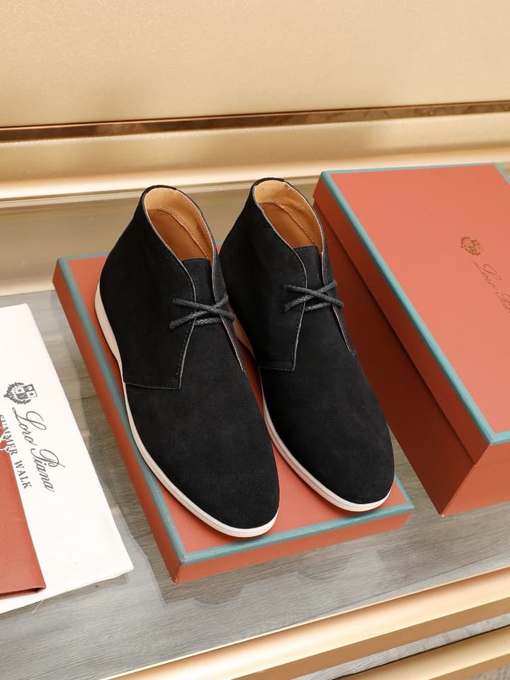 Loro Piana Water-Repellent Suede Moccasin Loafers in Black