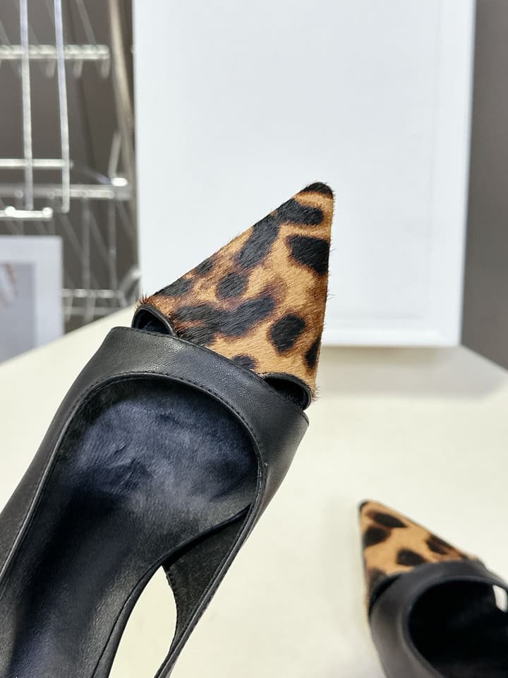 Celine Triomphe Calfskin Heels – Spring/Summer Collection in Dark Leopard Print