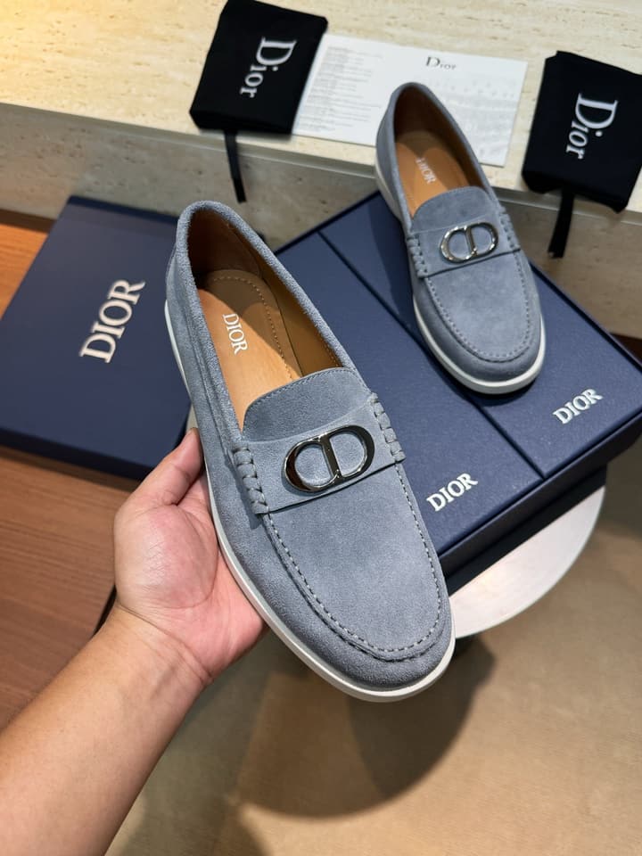 Dior Granville Men's Lace-Up Casual Shoes in Dark Blue Suede