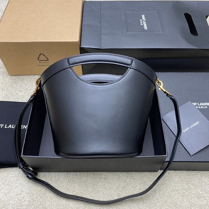 Saint Laurent Smooth Leather Basket Tote Bag