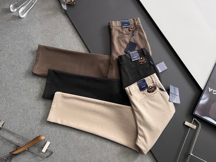 Prada Men's Cashmere Casual Trousers – 2025 Collection in Charcoal Gray