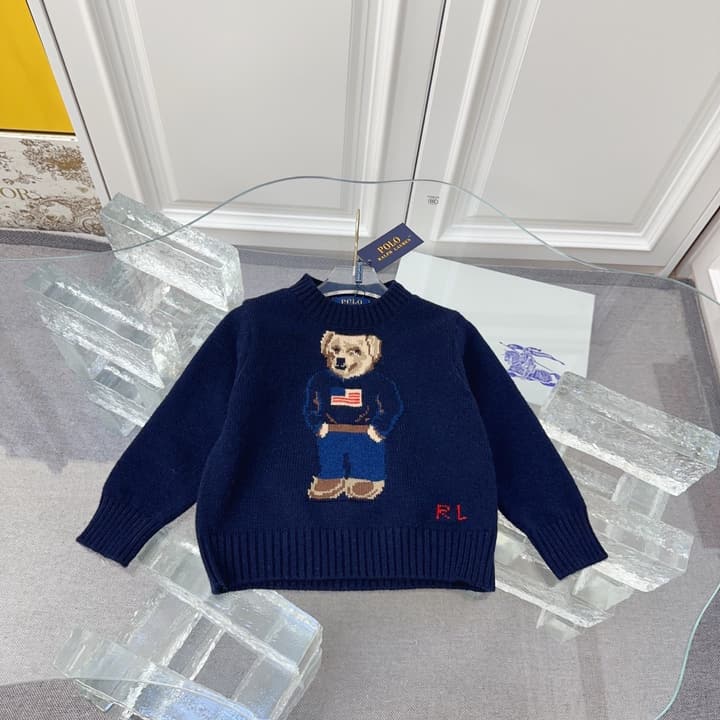 Ralph Lauren Kids Knitted Sweater – Kids Collection in Dark Navy Bear Sweater