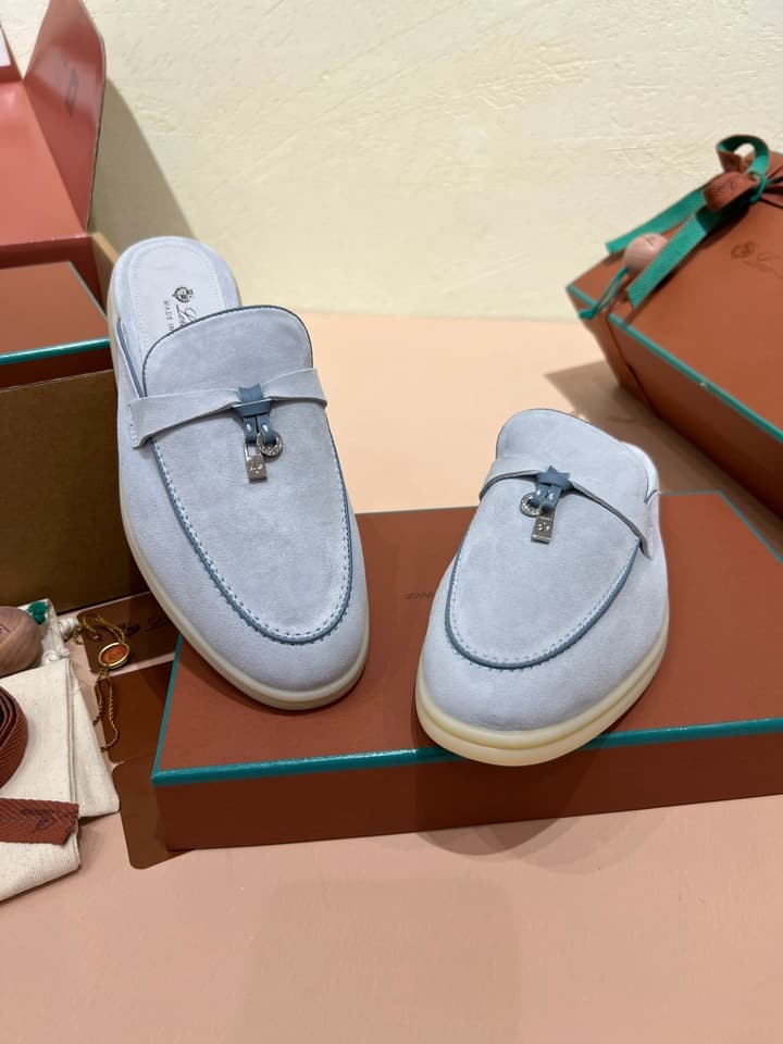 Loro Piana Women's Mules in Aqua Blue Suede