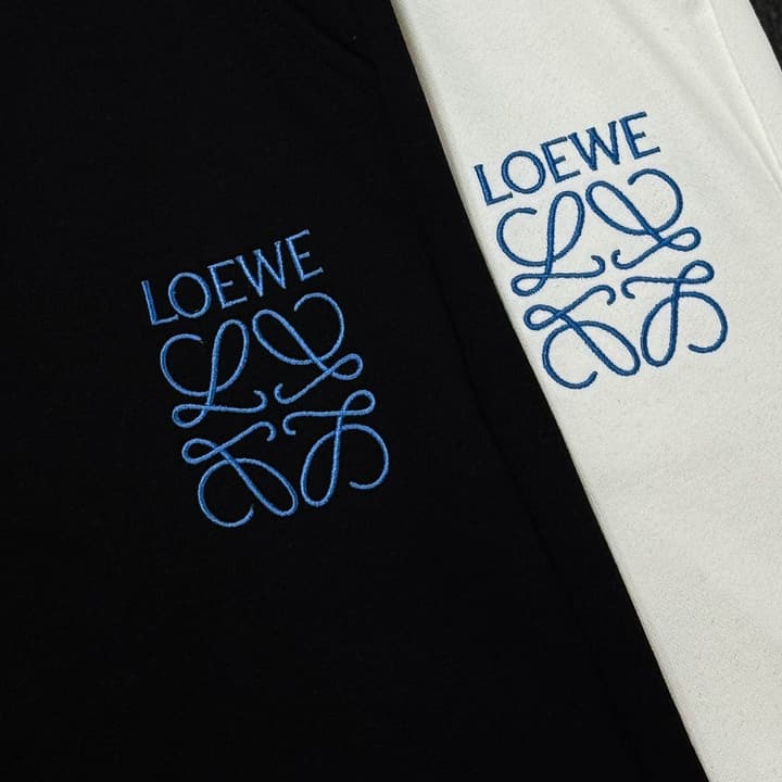 Loewe Classic Element Embroidered Shorts in Black With Blue Anagram Logo