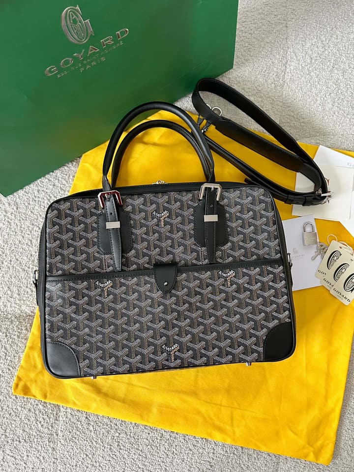 Goyard Men's Goyardine Briefcase in Black Goyardine