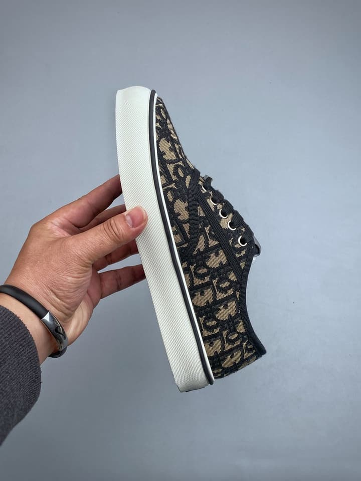Dior Saltwind Oblique Canvas Lace Sneakers in Brown Oblique Canvas