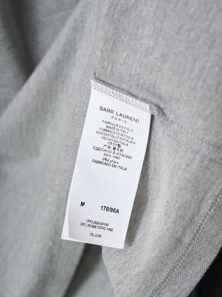 Saint Laurent YSL Embroidered Logo T-Shirt in Heather Grey