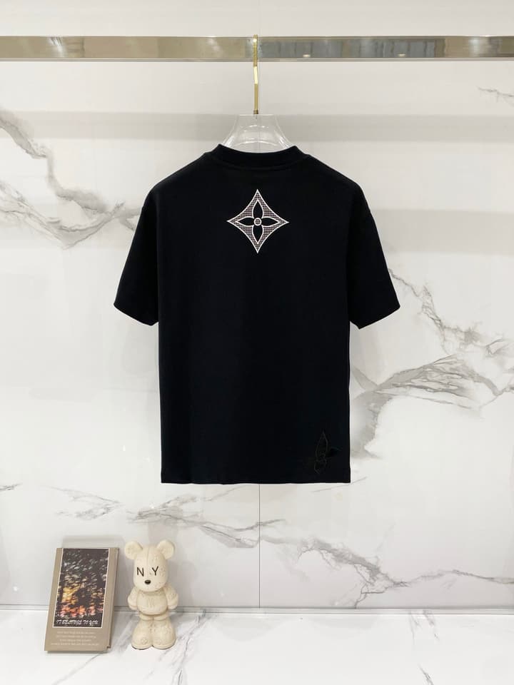 Louis Vuitton 320g Clover Grid Embroidery T-Shirt in Black
