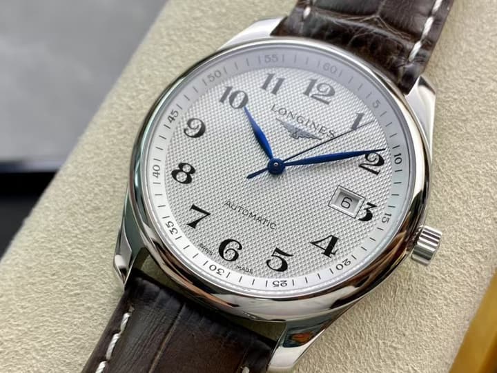 Longines Master Collection Automatic Watch in White Dial Dark Brown Leather Strap