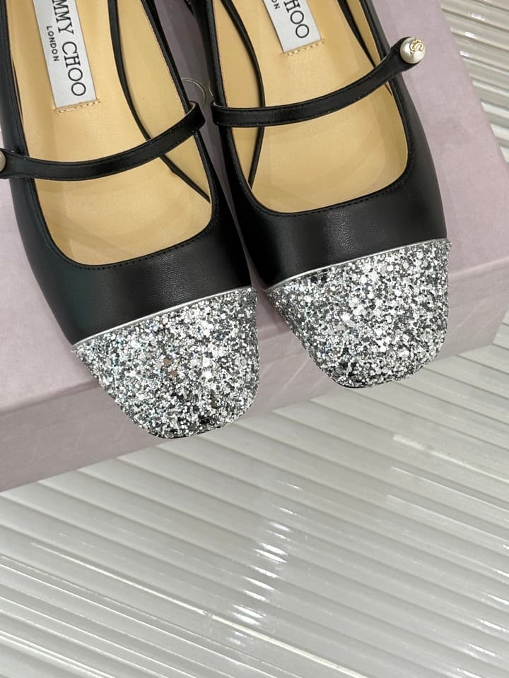 Jimmy Choo Color-block Pearl Mary Jane Heels – 25FW in Black Bow Detail