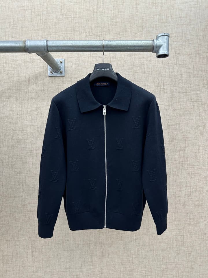 Louis Vuitton Jacquard Knit Jacket in Deep Navy Knitted Jacket