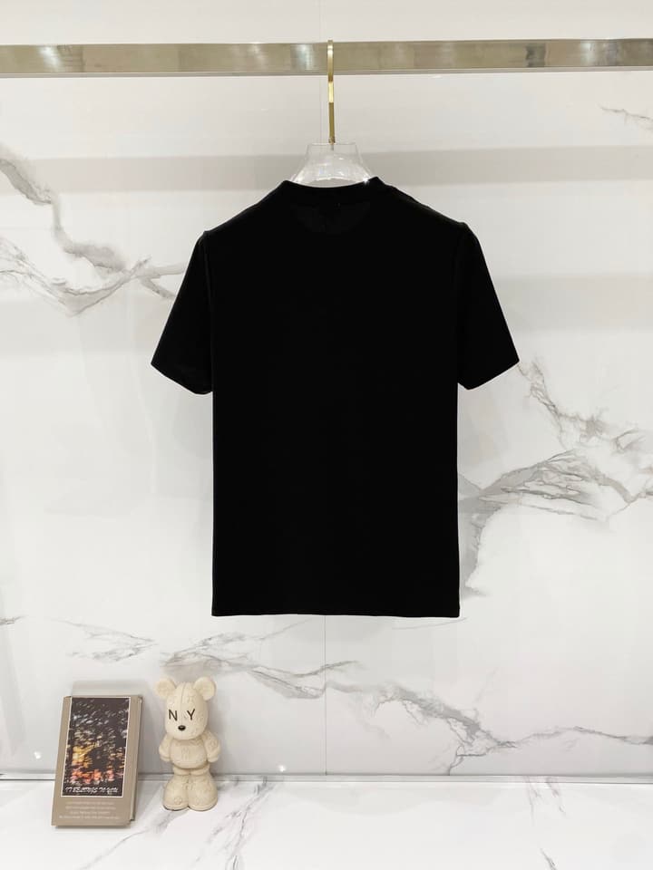 Loewe Rabbit Embroidery Mercerized Cotton T-Shirt in Black