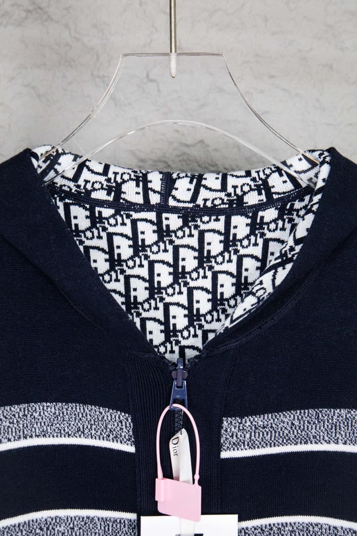 Dior Monogram Jacquard Zip Cardigan – 24SS in Light Grey Monogram