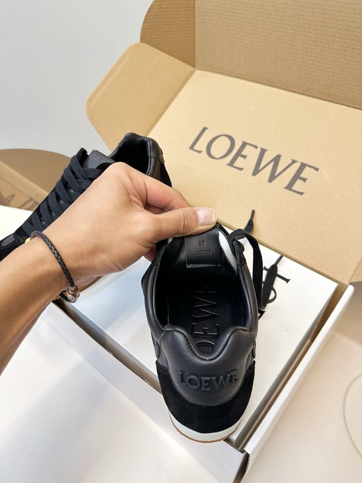 Loewe German Trainer Sneakers – Early Spring Collection – 25SS in Black Suede And Leather With Gum Sole