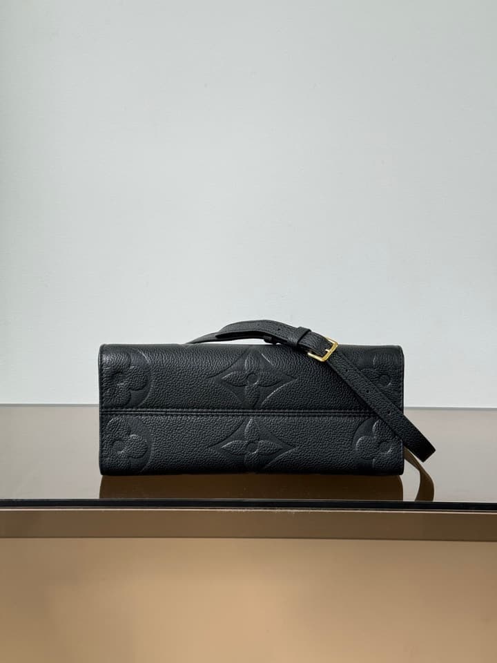 Louis Vuitton OnTheGo Small Tote Bag in Black Contrasting Monogram With Red Lining
