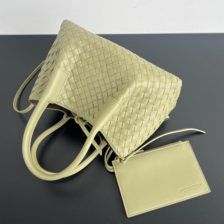 Bottega Veneta Pinacoteca Small Tote Handbag – 2025SS in Burgundy With Light Blue Lining A