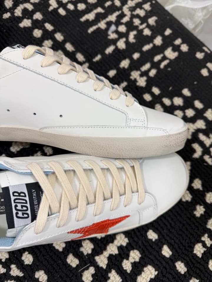 Golden Goose Super Star Rhinestone Leather Sneakers in Grey Suede Black Leather White Star