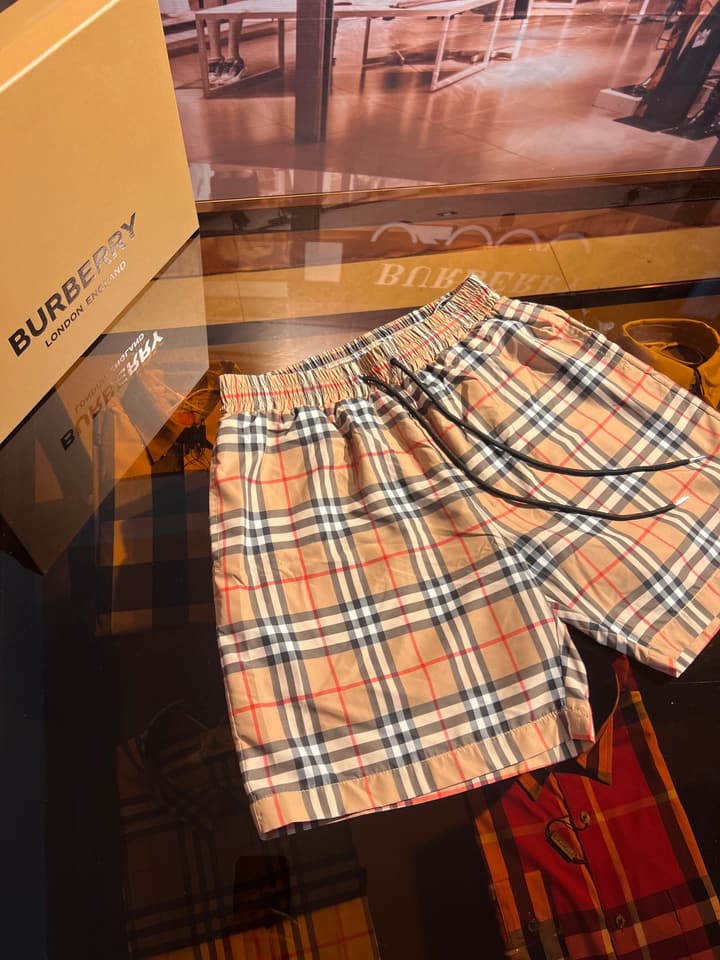 Burberry Vintage Check Swim Trunks in Beige