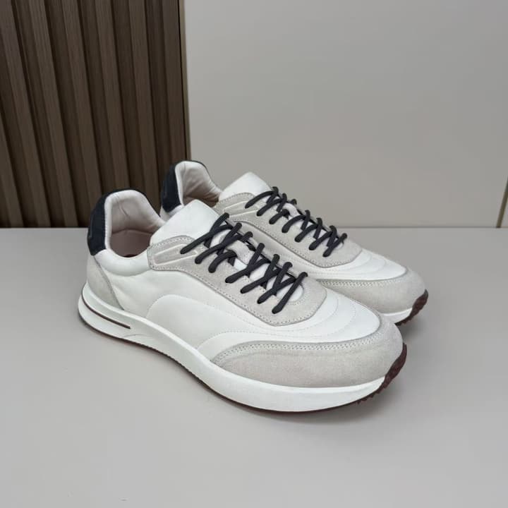 Loro Piana Men's Classic Jogging Sneakers in Black Suede