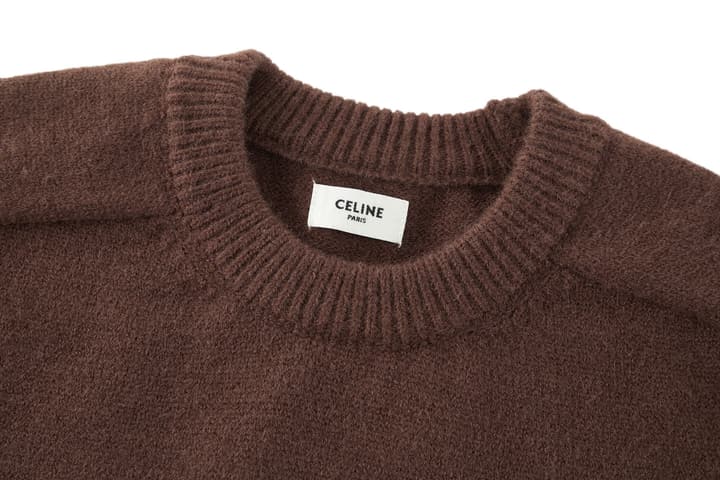 Celine Triomphe Embroidered Knit Sweater in Black