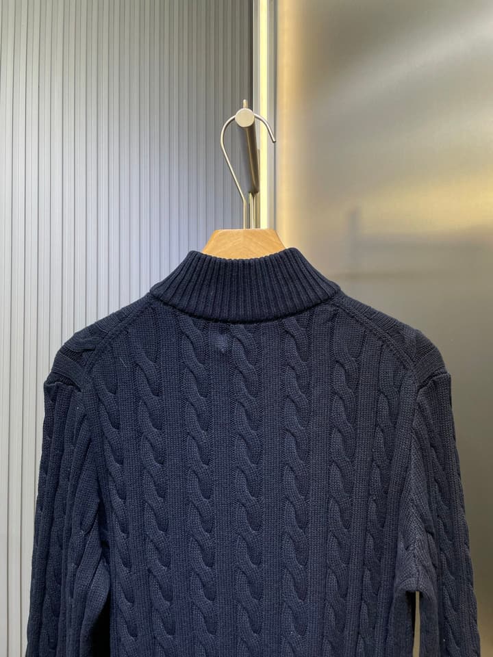 Ralph Lauren Cable Knit Half-Zip Sweater in Navy Blue