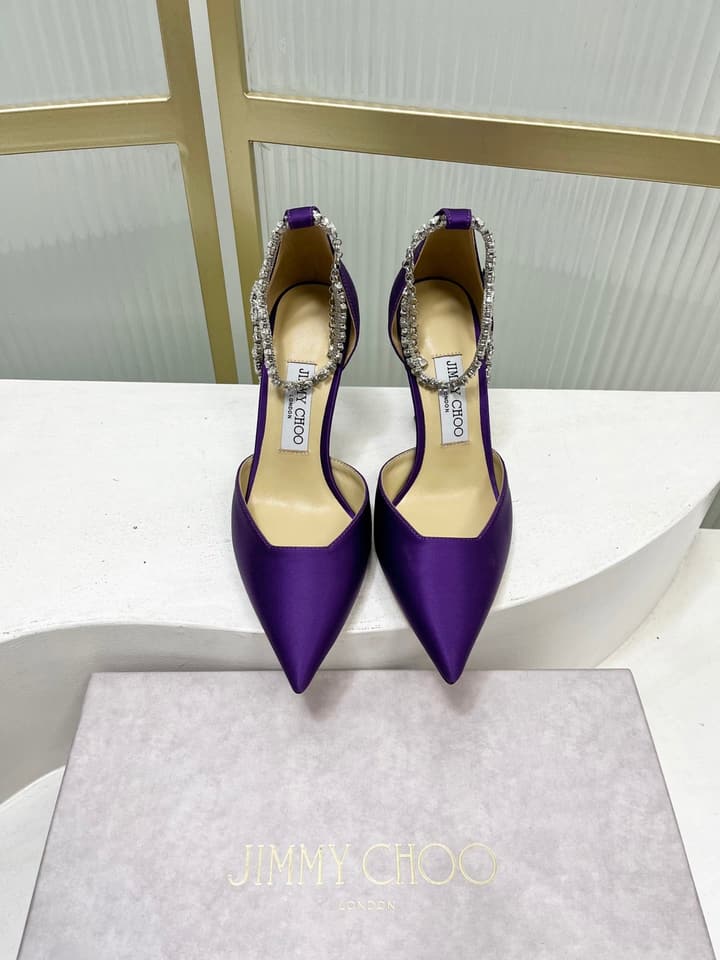 Jimmy Choo Stevie 100 Satin Bow Heels in Brown Satin