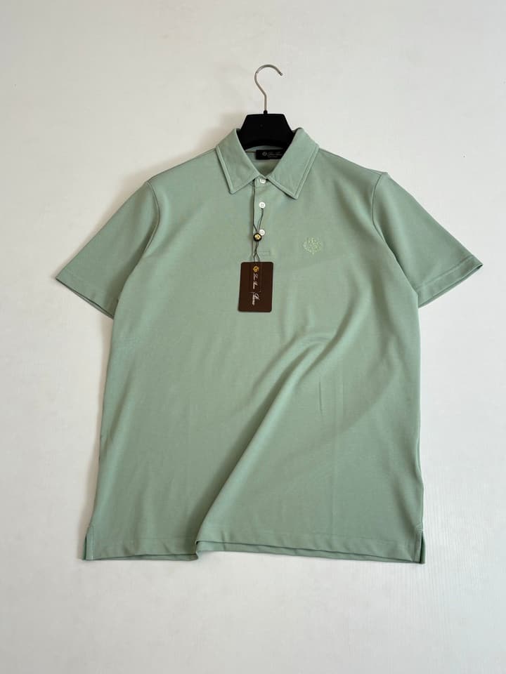 Loro Piana LP Logo Embroidered Pique Cotton Polo Shirt in Dark Brown