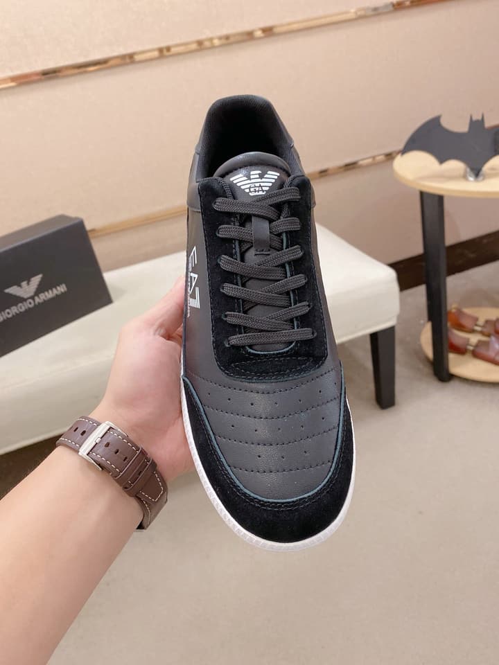 Armani Italian Leather Luxury Sneakers – New Collection in Bright Red