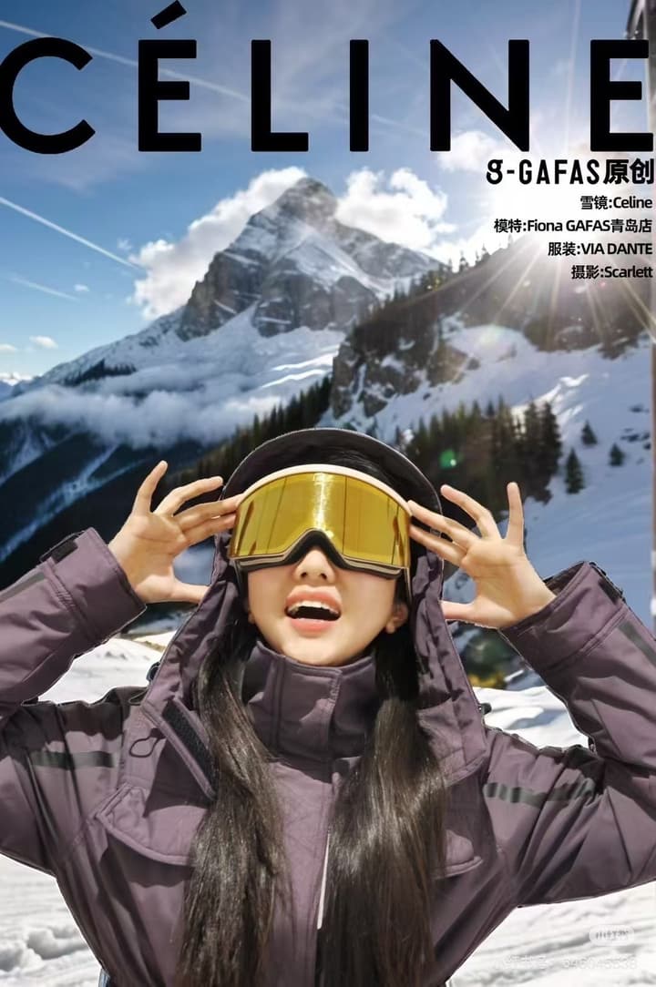 Celine Ski Goggles in Black Frame With Black Strap