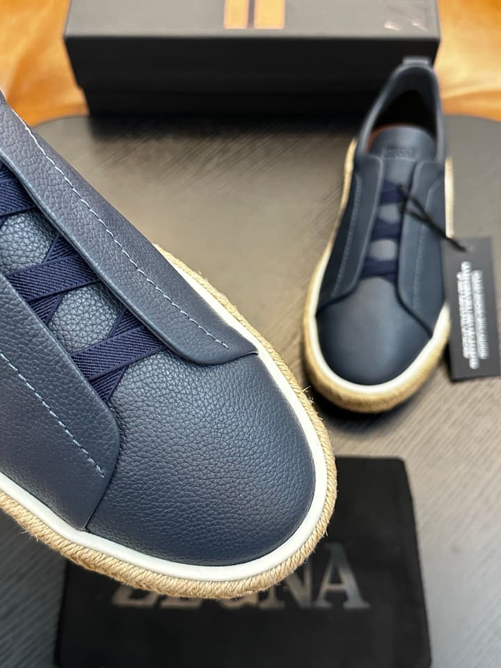 Ermenegildo Zegna Triple Stitch Low-Top Sneakers in Black Suede