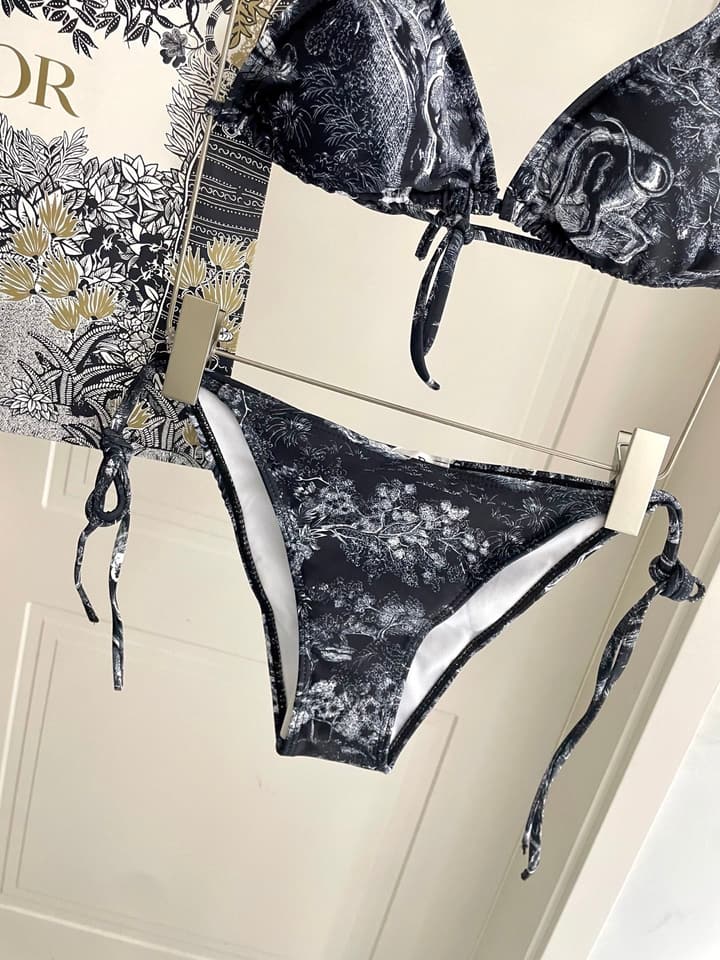 Dior New Collection Animal Print Three-Piece Swimwear Set in Dark Blue Animal Print Set
