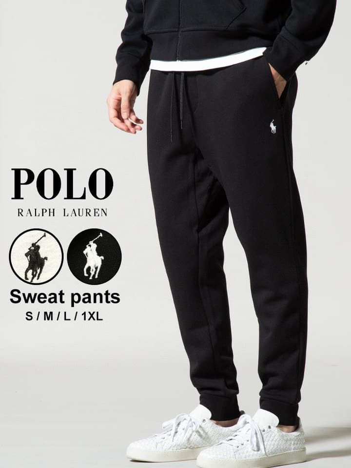 Ralph Lauren Classic Double-Sided Knit Jogger Pants in Black