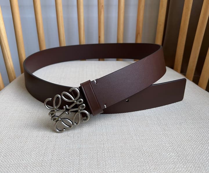 Loewe Narrow Leather Belt with Anagram Padlock Buckle in Black Leather With Silver Buckle