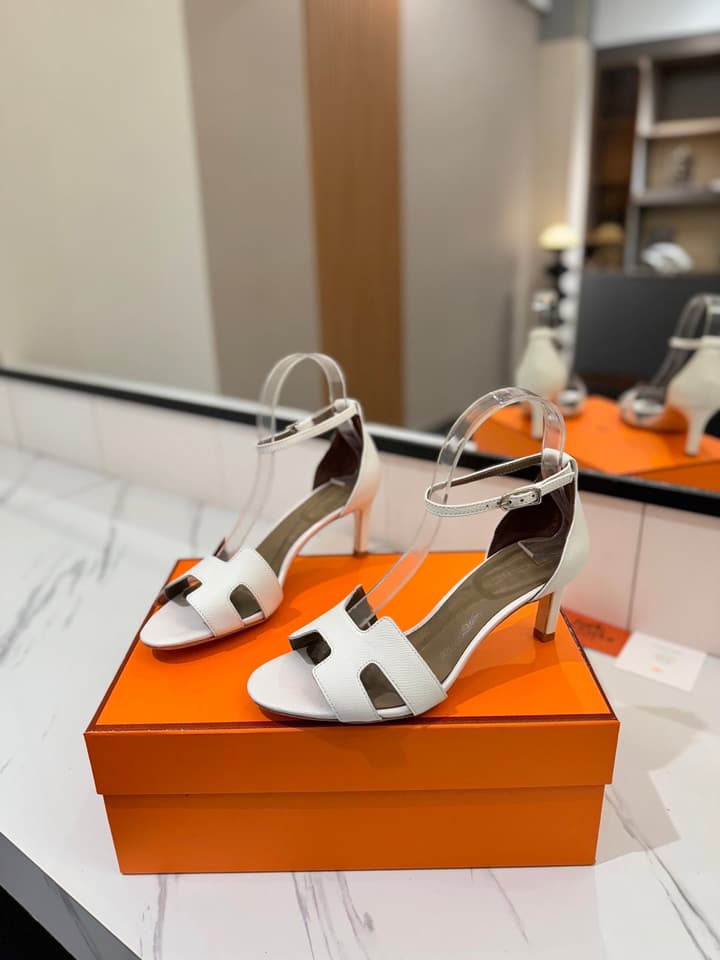 Hermès Classic Palm Grain Cowhide Heels – 6.5cm in Black