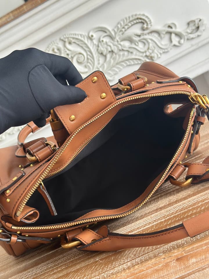 Chloé Paddington Padlock Satchel in Burgundy Leather