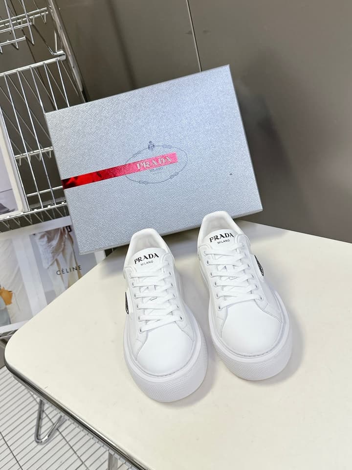 Prada Retro Platform Sneakers in White Sneaker 1